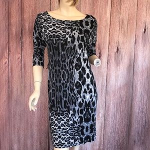 Old Navy Animal Print Dress Black Gray Small